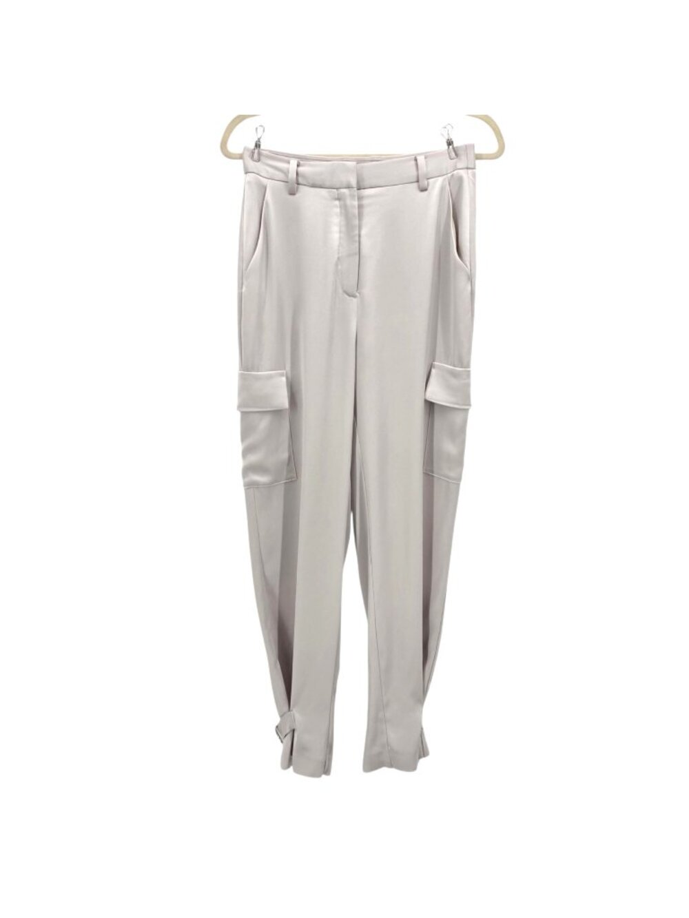 Aritzia Babaton Womens 4 Pants Refined Satin Cargo Pant Tapered High Rise Gray
